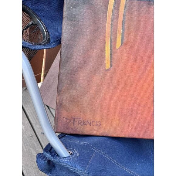 Abstract Geometric painting canvas western cow Leather 20 x 20  Donna Francis Wi - Picture 4 of 16